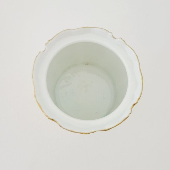 Antique Rosenthal Monbijou Brown & Green Floral Biscuit Cracker Cookie Jar - Picture 6 of 16